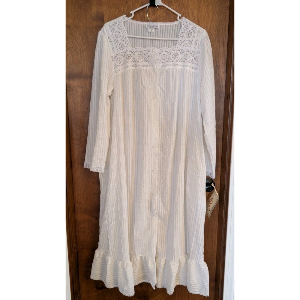 Vtg Willow Creek White Lace Dress Gown Robe Cottagecore Prairie Large New USA